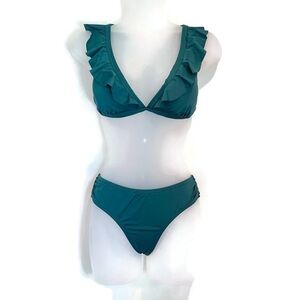 Shade & Shore Teal Ruffle Bikini - Women’s Small